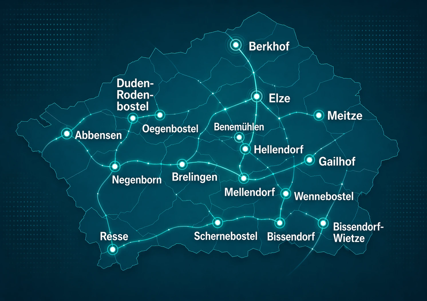 Karte der Wedemark mit Ortsteilen von Mellendorf bis Bissendorf-Wietze